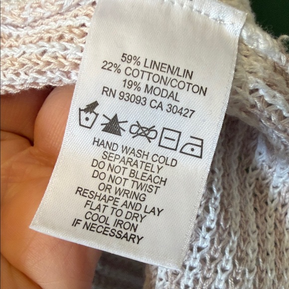 NIC+ZOE Cannon Striped Linen Blend Open Knit Womens MP Sweater Lightweight - Picture 3 of 10